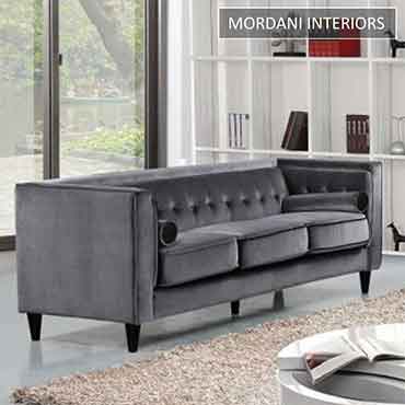 Kirkwall 3 Seater Grey Velvet  Sofa