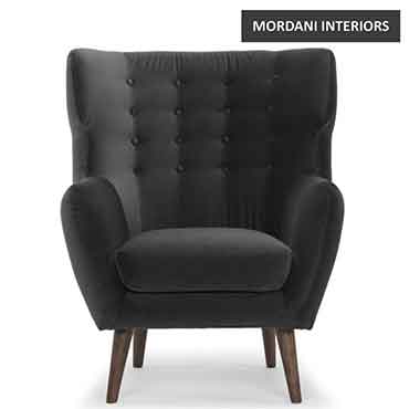 Linnea Black Velvet Wingback Chair