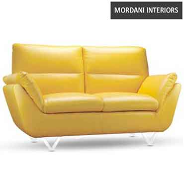 Magda Yellow Leatherette 2 Seater Sofa