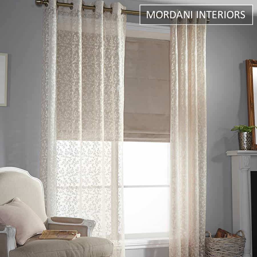 Natural Self Printed Sheer Curtain 