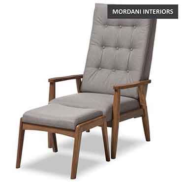 Opal Grey Lounge Chair With Ottoman