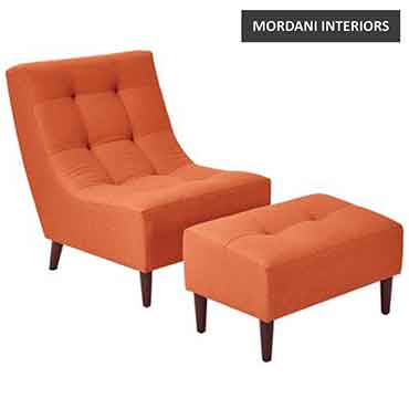 Pinkmoon Orange Lounge Chair With Ottoman