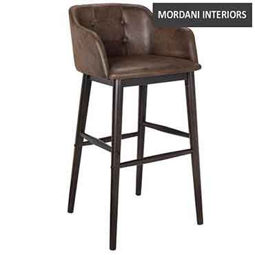 Rennes Brown Leather Seat Wooden Bar Stool