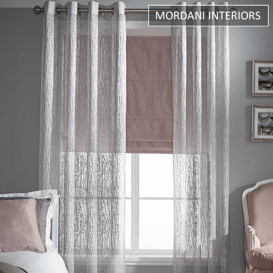 Silver Textured Sheer Curtain 
