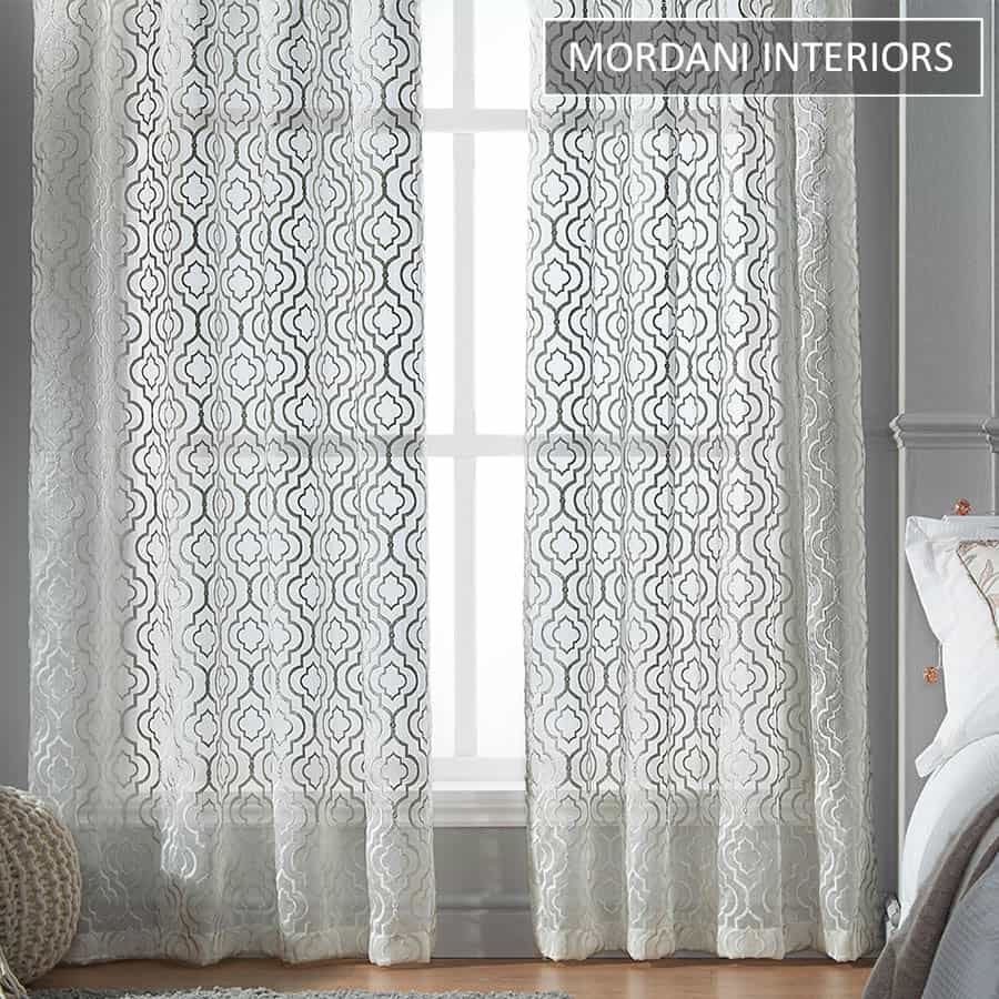 Silver And Gold Printed Sheer Curtain 