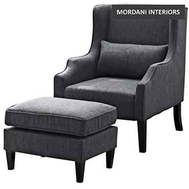 Windsor Dark Grey Arm Chair With Ottoman
